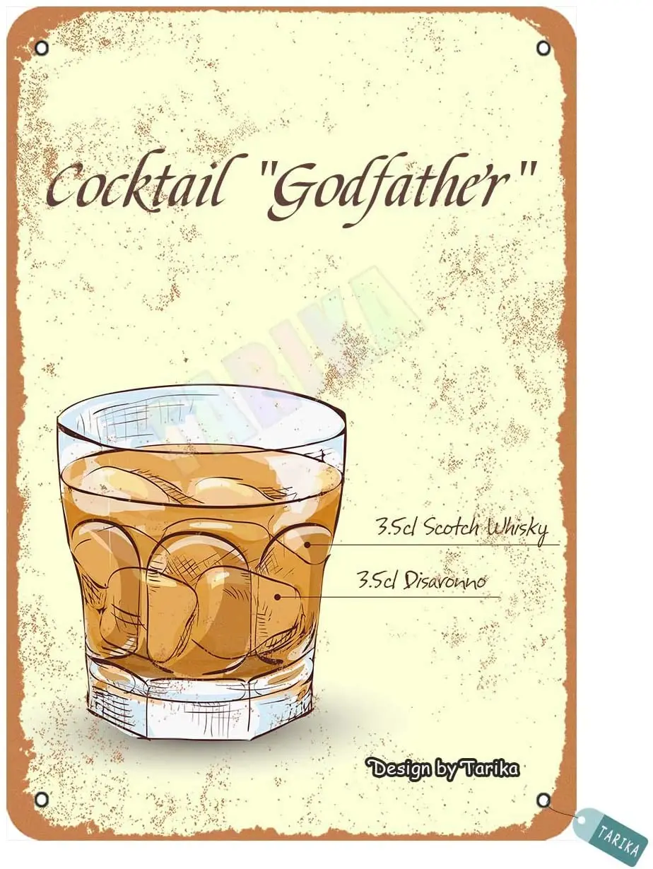 

Keely Cocktail Godfather for Bar,Man Cave,Kitchen,Living Room,Dining Room,Home,Restaurants,Farm,Cafe, Pubs Metal Vintage Tin Si