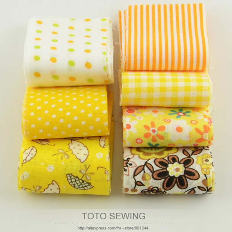 Набор желейных рулонов F036 #7 шт./лот 100% хлопок золотисто желтые Лоскутные тканевые