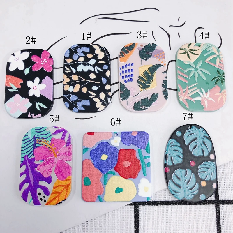 

DIY jewelry accessories wholesale acrylic flower leaf abstract embossed patch small pendant earring material accessories