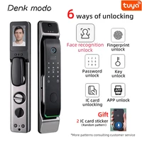 denk modo face recognition smart door lock automatic built in camera tuya app remote control lock fingerprint password card r9