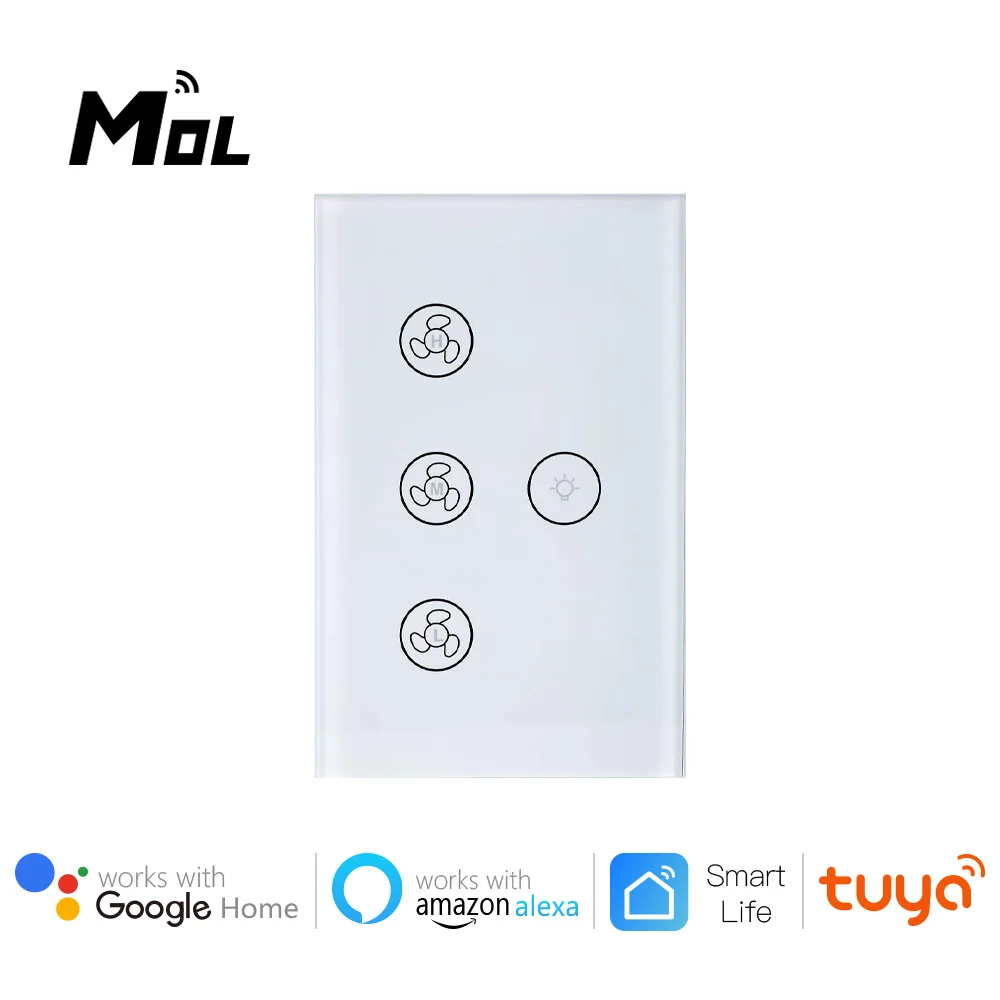 

Моль интеллектуальная беспроводная (Wi-Fi) вентилятор светильник переключатель, США, потолочный вентилятор-люстра переключатель Tuya дистанци...