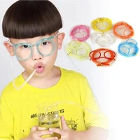 creative design drinking straw diy silly straw funny cartoon glasses plastic straws gift for children transparent party supplies