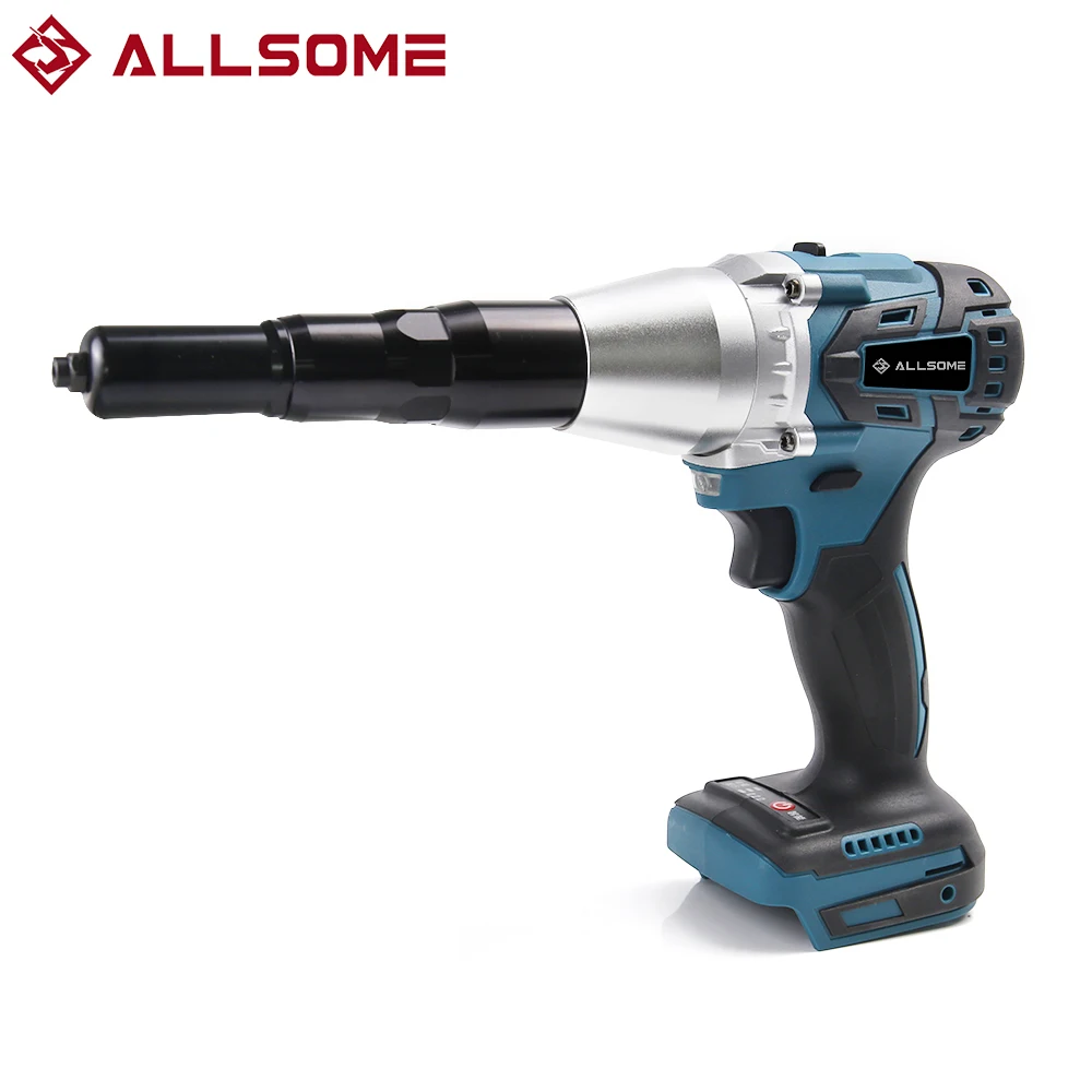 

ALLSOME 21V Cordless Electric Rivet Gun 2.4-4.8mm 2 Speed With LED Light Brushless Rechargable Riveting Power tool