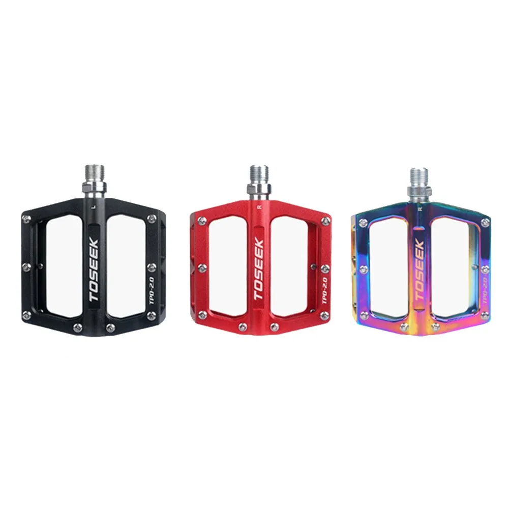 

TOSEEK 1Pair Bicycle MTB Road Folding Bike Pedals Aluminum Flat Platform Pedals Mountain Cycling Ball Bearing Pedals