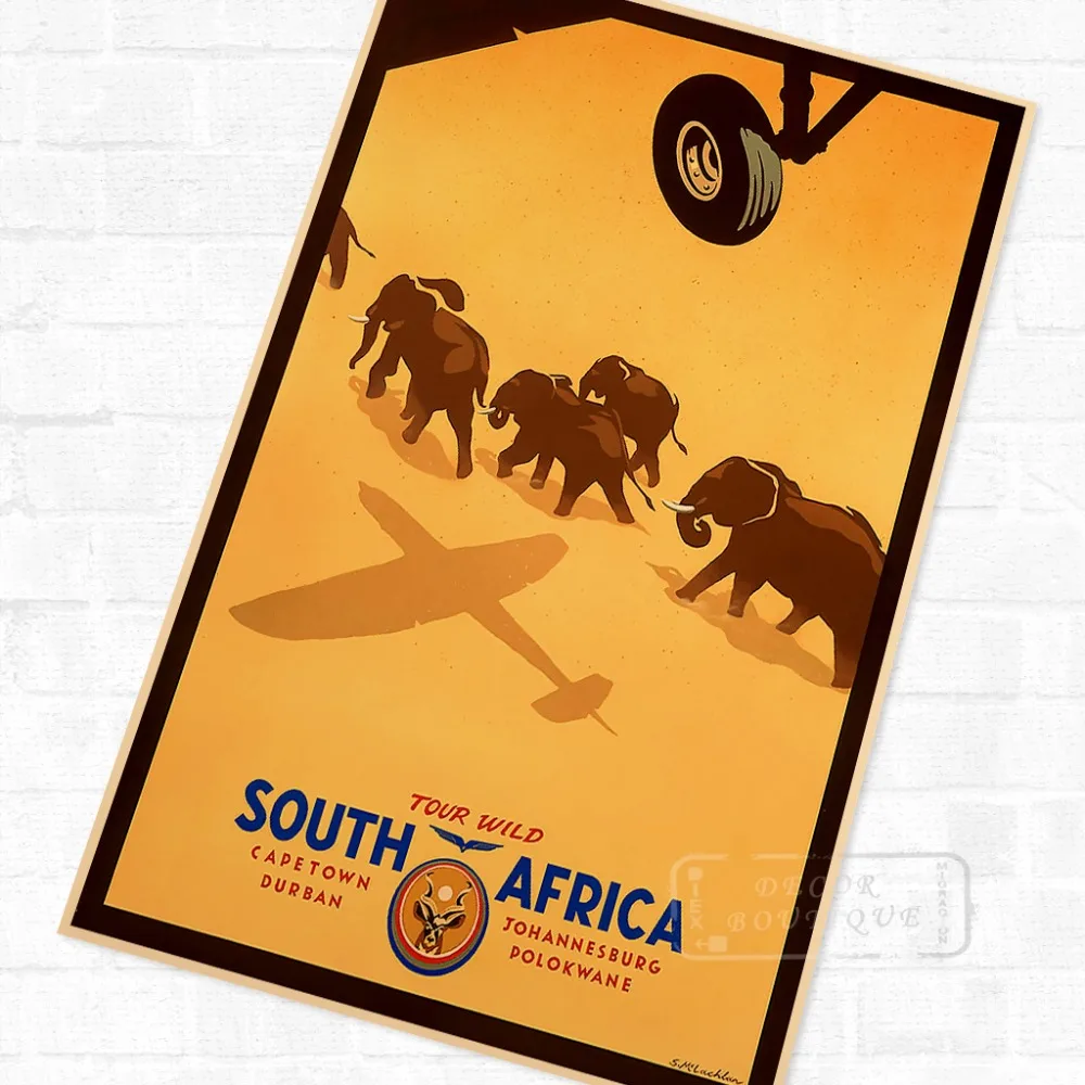 Африканские слоны Африканский пропагандистский винтажный постер для