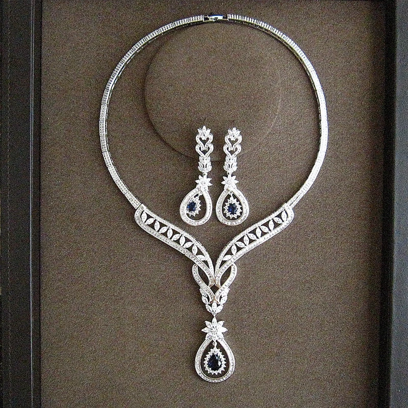 Модные AAA фианиты классические и элегантные серьги ожерелье набор