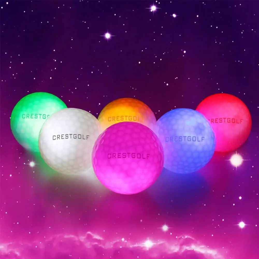 20pcs/Lot Crestgolf Glow Golf Ball for Night in Dark Light Up LED Golf Ball Six Color Updated Mixed Color Brighter