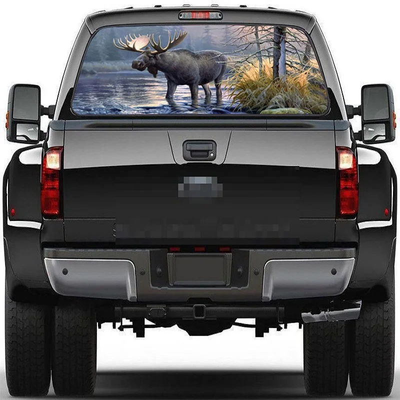 Автомобильная наклейка с лосями на заднее окно графическая для грузовика