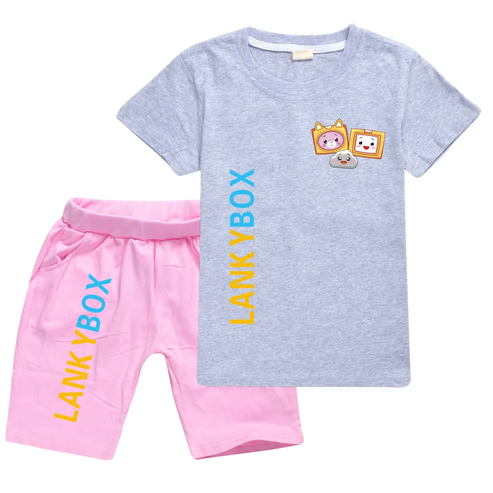 Lankybox Kids Clothes Cotton Sport Tracksuits Children Sweatshirt T-shirts Suit Cartoon Set Teenager Boys Girls Clothing