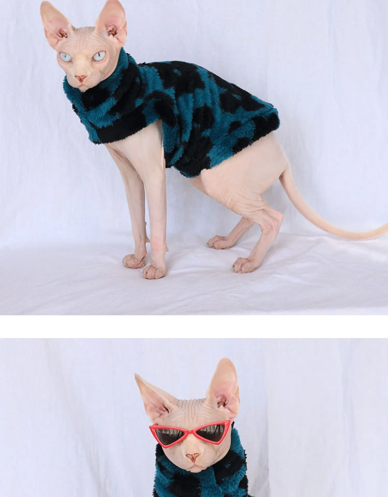 Hairless заказной свитер для кошки утолщенная сила осень и зима ins плюшевая утолщенная Коралловая плюшевая одежда для кошки Сфинкс