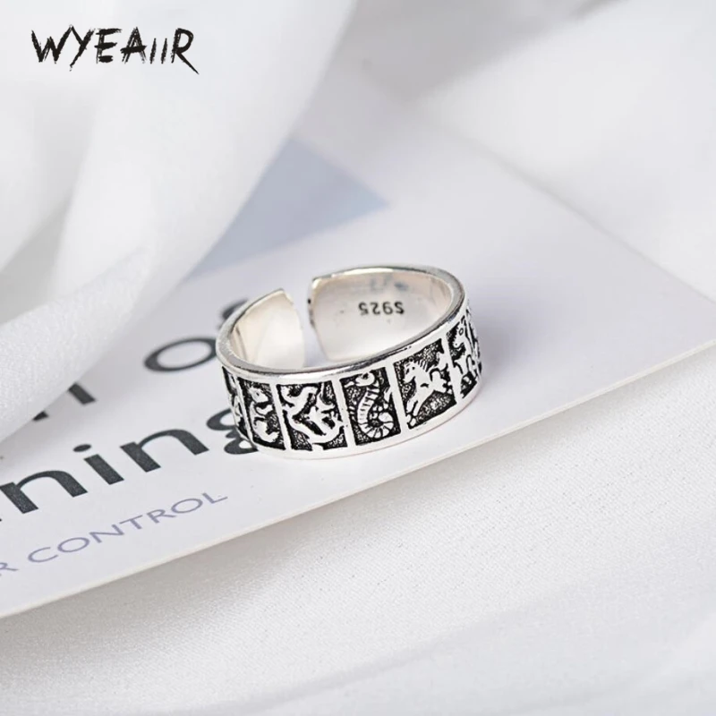 Женские открытые кольца WYEAIIR простого дизайна из стерлингового серебра 925 пробы с