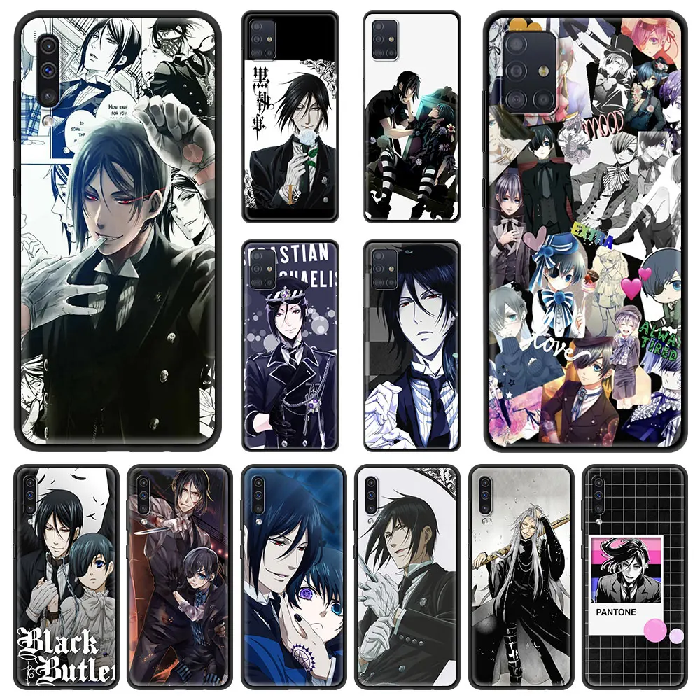 

Black Butler Anime Comics Phone Case for Samsung Galaxy A51 A71 A21S A12 A11 A31 A52 A41 A32 5G A72 A01 A22 Soft Black Cover
