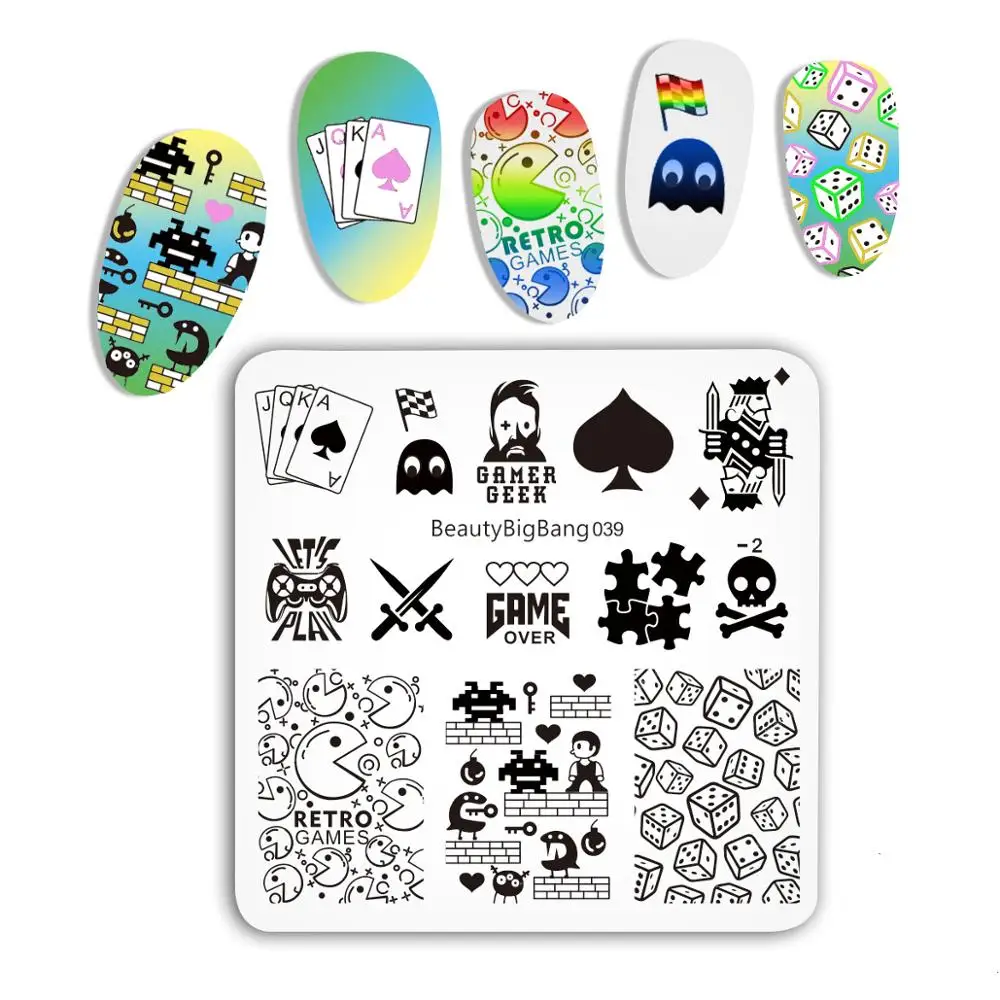 039 BEAUTYBIGBANG 1 шт. 6*6 см квадратный ногтей штамповки пластины цветы тема художественный штамп с изображением для ногтей трафарет маникюрный шаблон инструменты - Цвет: 039