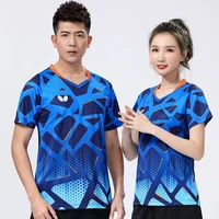 mens badminton sport shirts ping pong table tennis top quick dry breathable jersey team clothes game running short sleeve 40