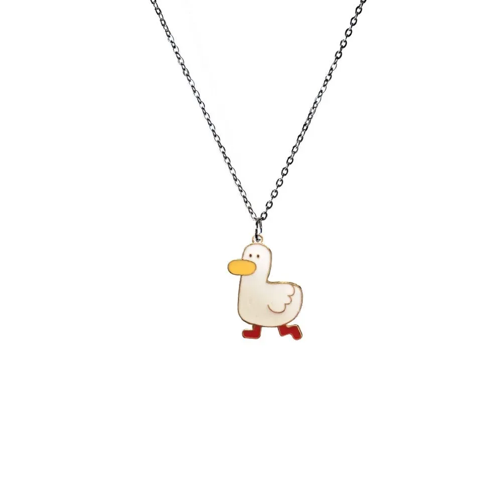 

Korean fashion cute cartoon cheering duck necklace for women hip-hop punk retro Men chains for friends and couples