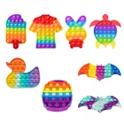 Радужный цвет, силиконовая пузырьковая сенсорная игрушка, снятие стресса, для детей и взрослых, антистресс, настольная развивающая игрушка, антистресс