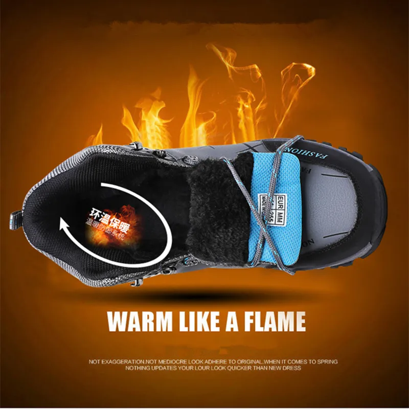 Зимние мужские походные кроссовки плюшевые теплые уличные охотничьи для