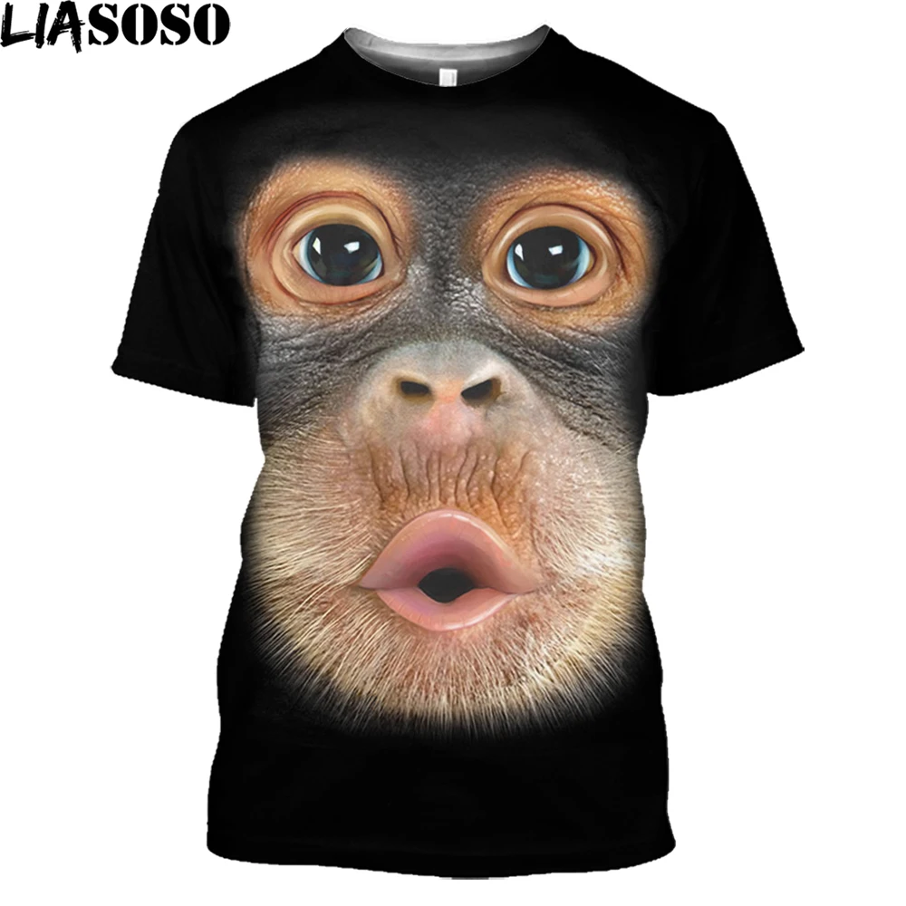 Футболка LIASOSO с 3D принтом на груди для мужчин и женщин Облегающая рубашка уличная