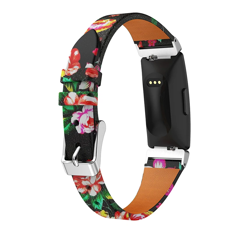 Кожаный ремешок для часов Fitbit Inspire, кожаный ремешок с цветочным рисунком, ремешок для часов Fitbit Inspire