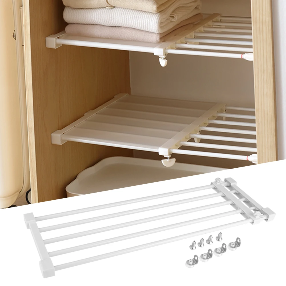 

Adjustable Telescopic Storage Rack Cupboard Wardrobe Closet Divider Partiation Shelf