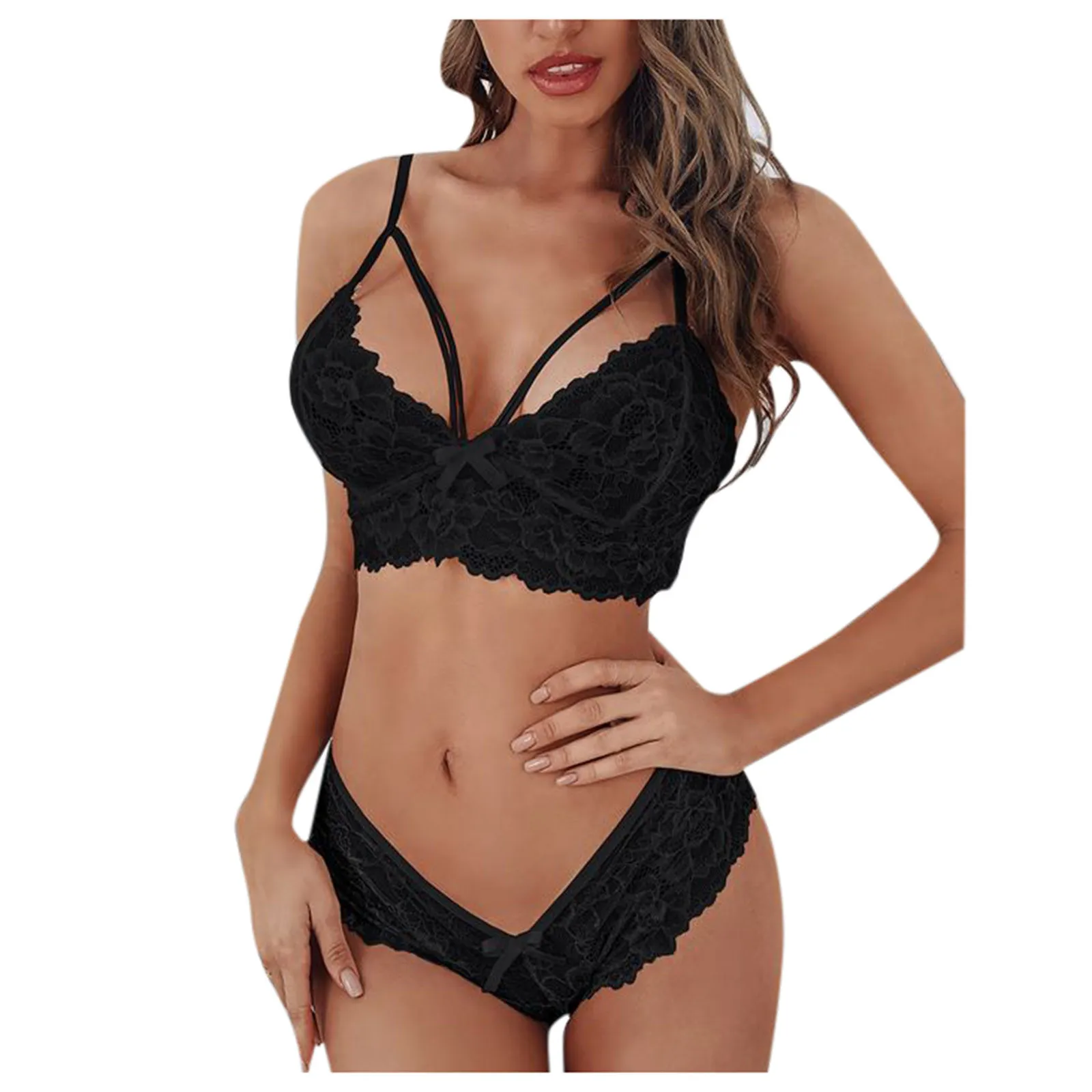 

Women Plus Size Lingerie Corset Lace Floral Bralette Bra Two Piece Underwear Transparent Underwear Baby Doll Sexy Lingerie
