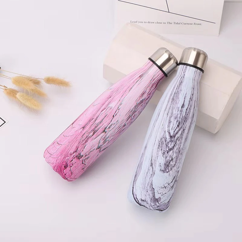 Креативная мраморная бутылка для воды дерево нержавеющая сталь спортзала