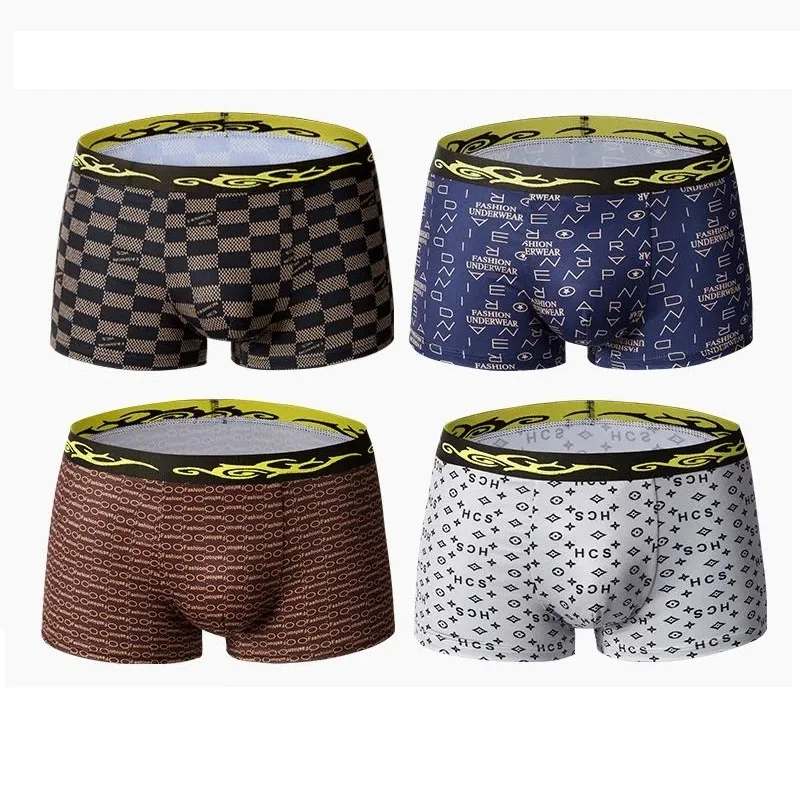 Мужские трусы 4 шт./лот модное нижнее белье боксеры брендовые размеры от M до 3XL |