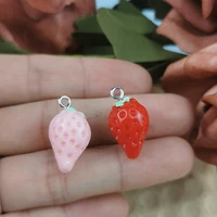 apeur 10pcs kawaii strawberry resin charms for jewelry making cute fruit pendant handmade earring diy fashion jewelry accessorie
