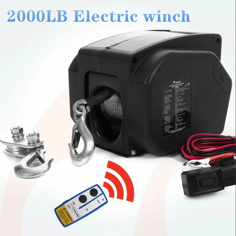 12V 2000 lbs wireless Electric winch  for marine use лебедка 12vлебедка электрическая
