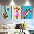 Ahpaint настенная живопись, цветной воздушный шар, жираф, холст, живопись, современное искусство, вдохновляющая картина для домашнего декора, без рамки