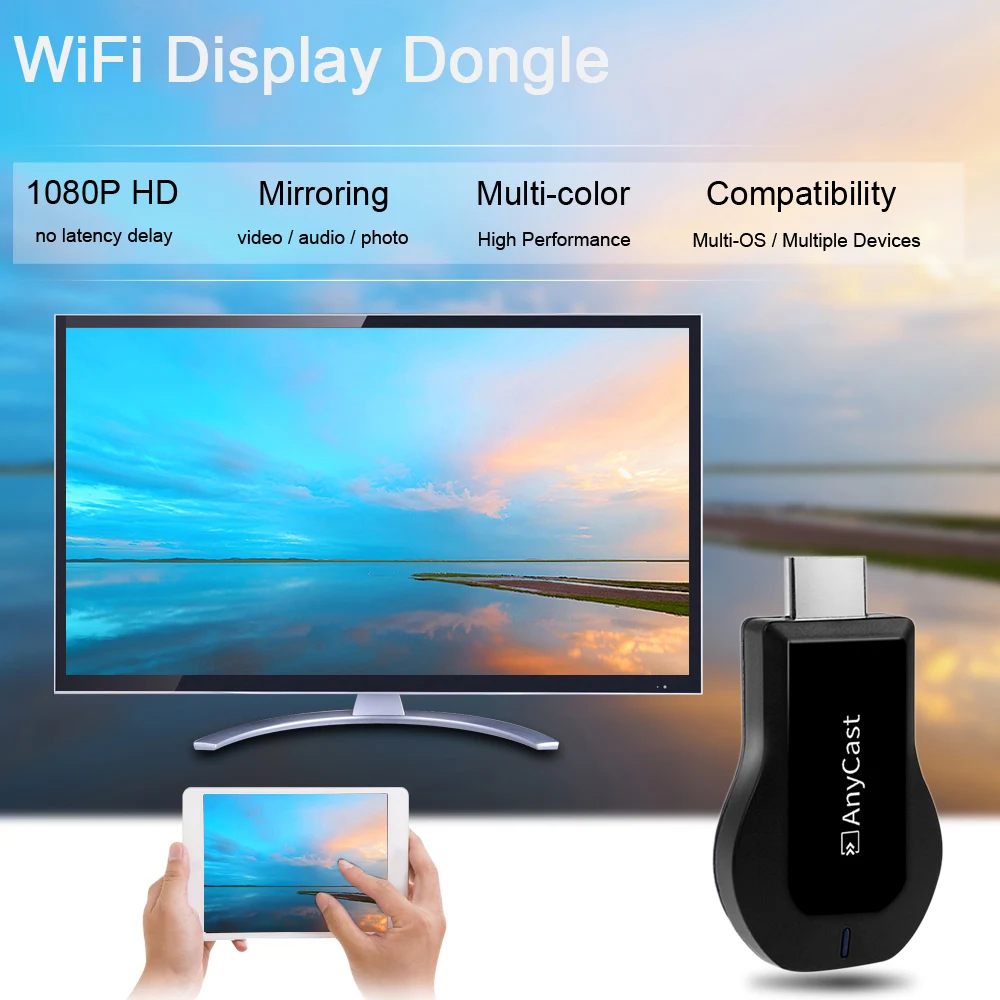 AnyCast Wireless WiFi Display Dongle Receiver 1080P HD TV Stick Miracast Airplay DLNA Mirroring for Android iOS Phone Tablet PC |