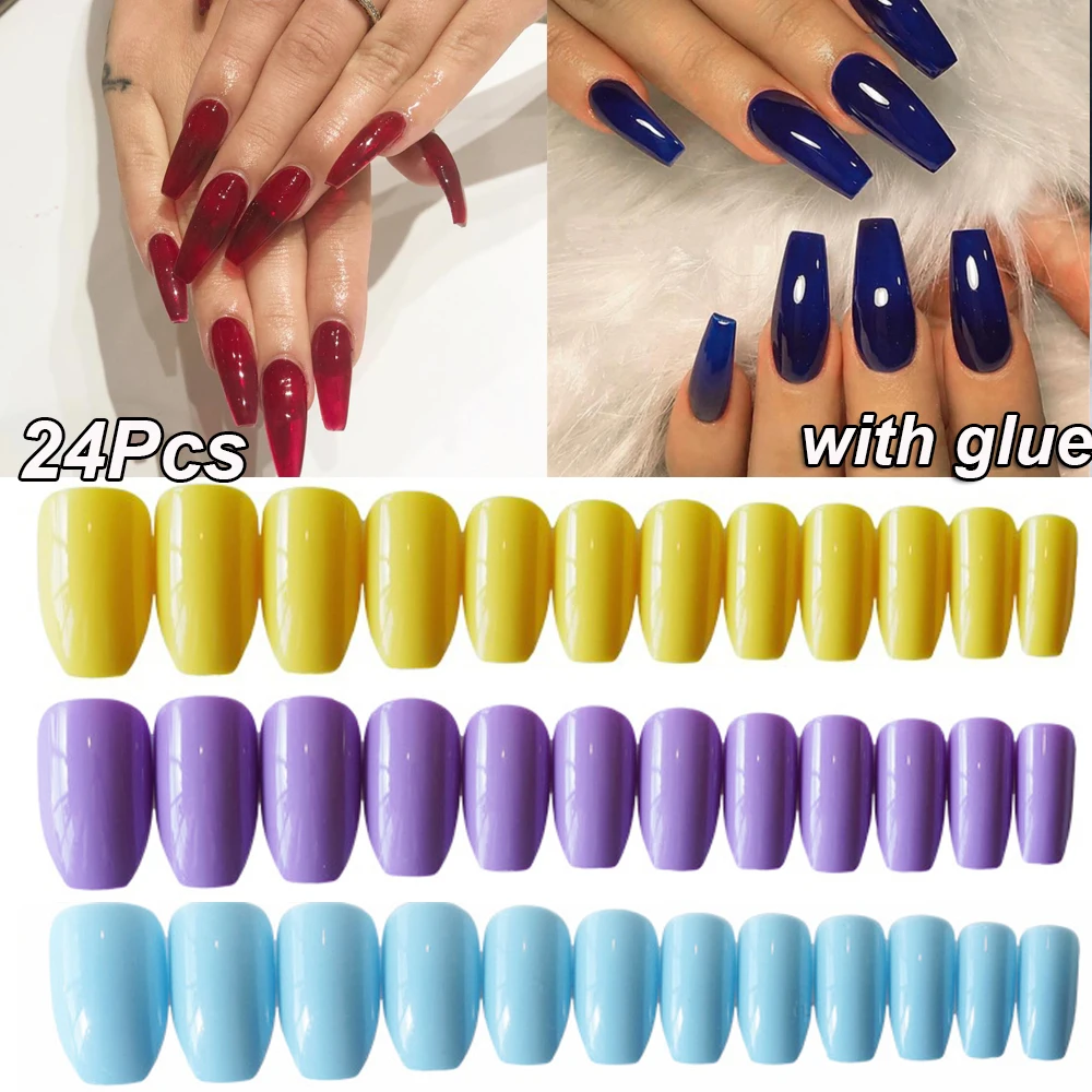 Матовые накладные ногти в форме балерины 24 шт. | Красота и здоровье