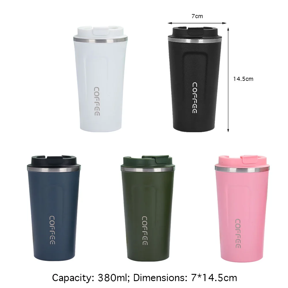 

380ml Double Coffee Mug Travel Cup Vacuum Bottle Heat Cool Keep Vacuum Flask Straight Cup Stainless Steel Insulated Bottle