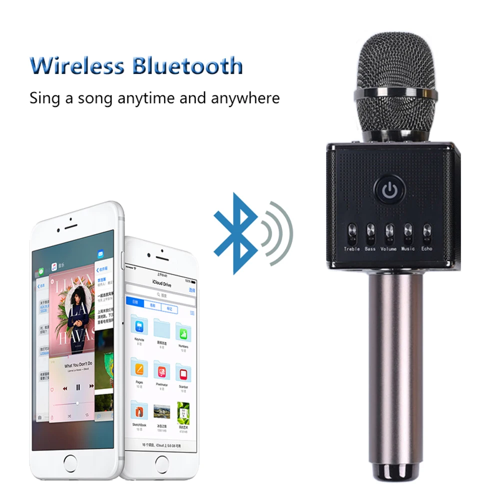 Беспроводной Bluetooth микрофон H8 портативное караоке микрофон с дискотекой Bluetooth динамик запись музыкальный плеер для IOS Android Pho