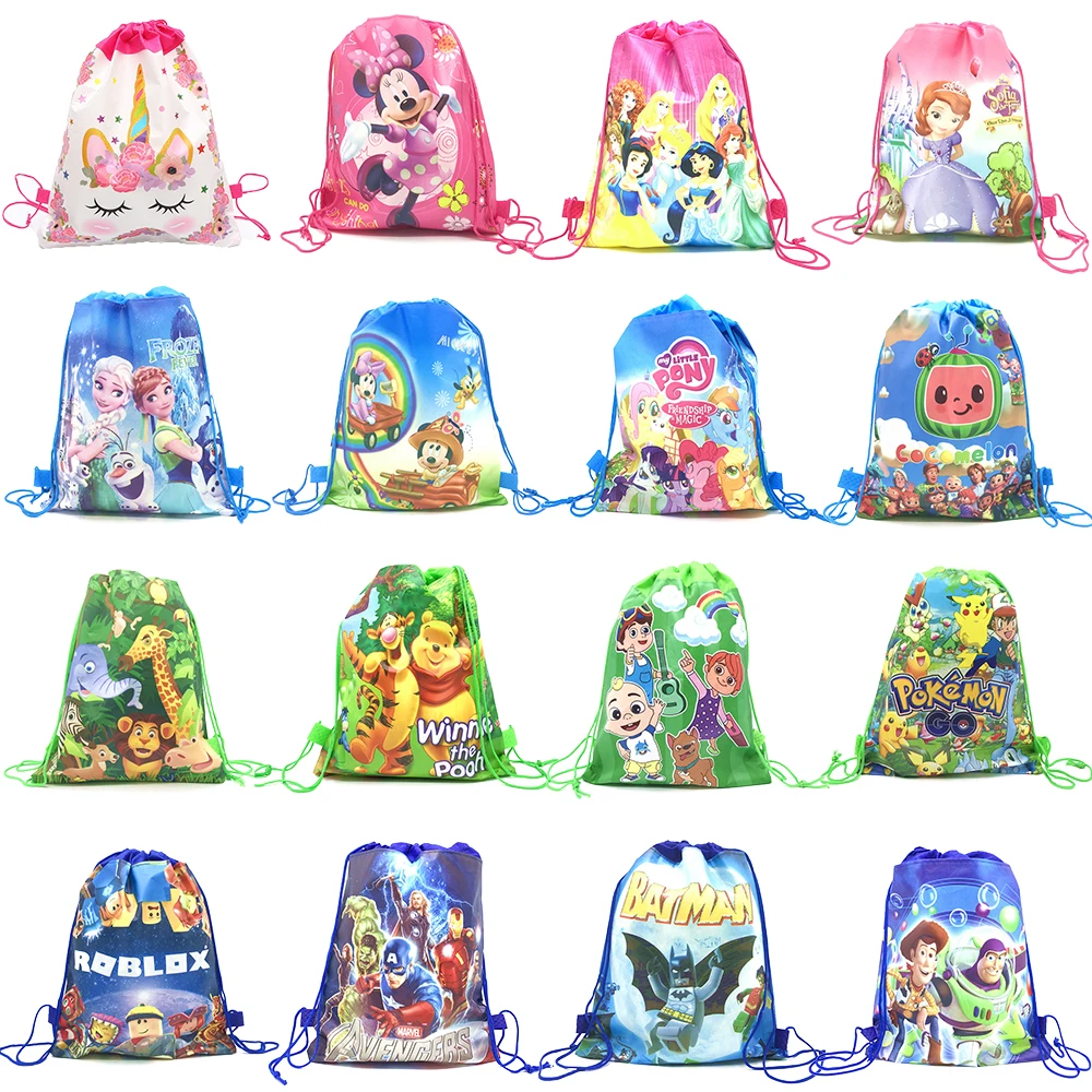 

1pcs Cartoon Mickey Minnie Mouse Christmas Non-woven Fabrics Drawstring Backpack School bags Storage Bags Birthday Party Decor