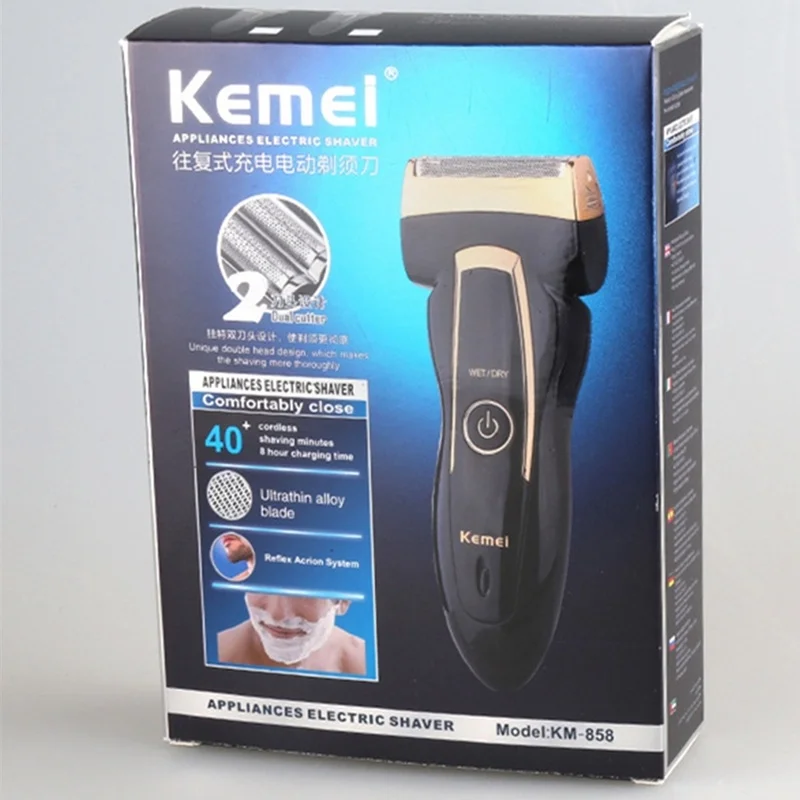 Kemei аккумуляторная бритва для мужчин с двойным лезвием триммер бороды Мужская