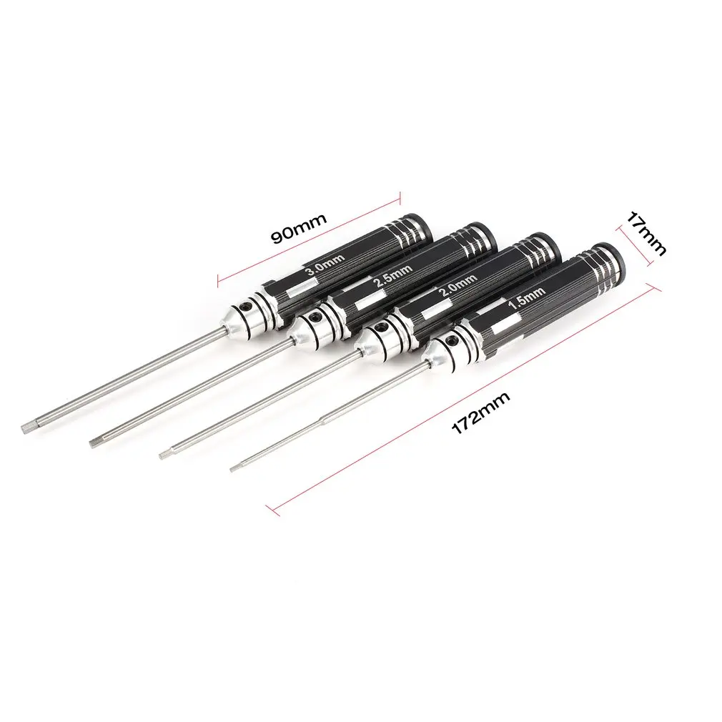 

4pcs Hex Screwdriver Set 1.5 2.0 2.5 3.0mm White Steel Tools Kit For RC Helicopter HSP Traxxas Car Racing Drone Aircraft