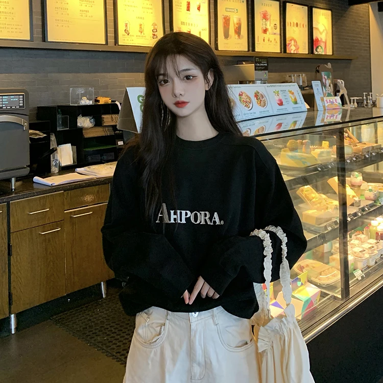 

XZ1070 new 2021 Autumn Loose and casual Sweatshirts women autumn clothes