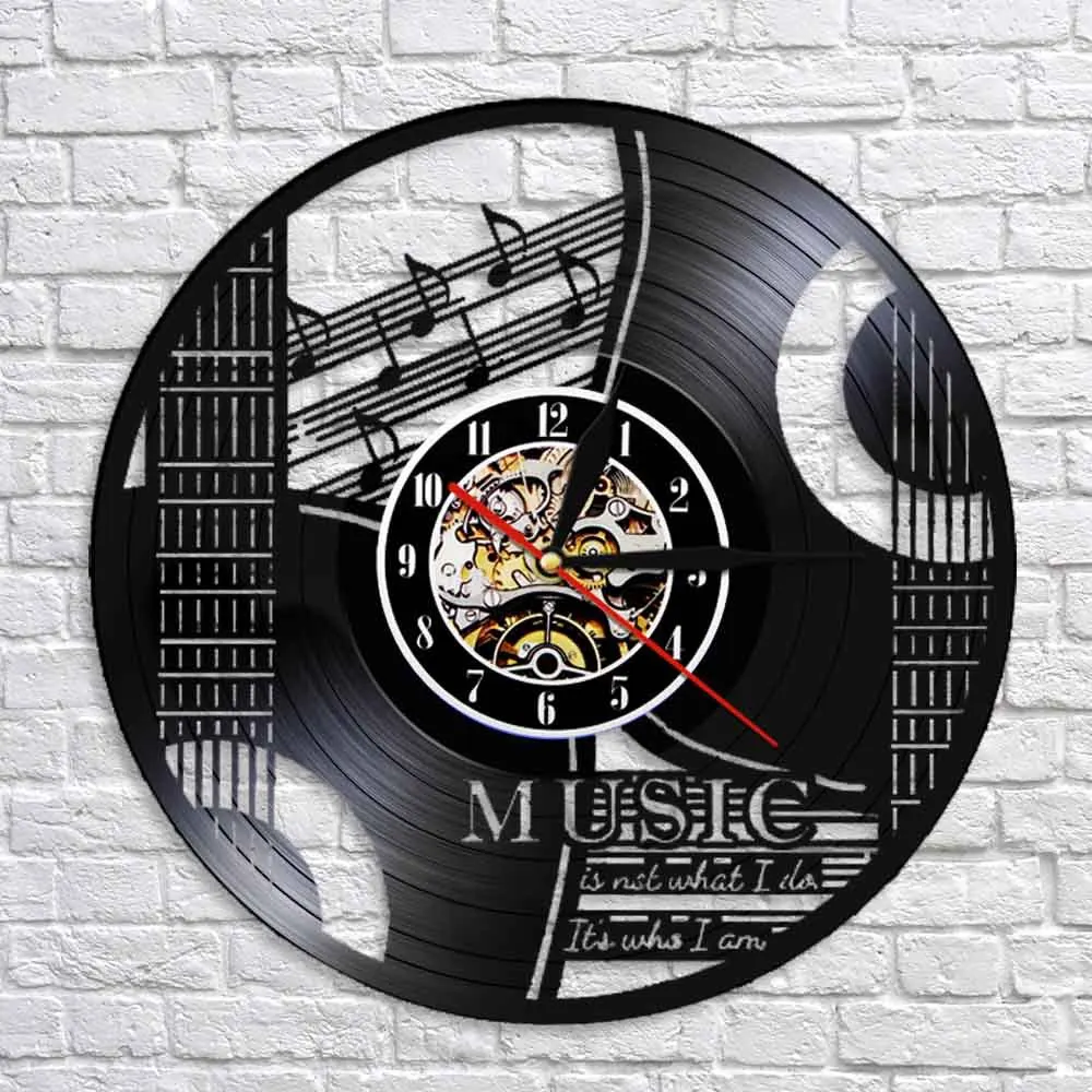 

Music It's Not What I Do It's Who I Am Musical Quote Rock n Roll Home Decor Guitar Wall Clock Vintage Vinyl Record Wall Clock