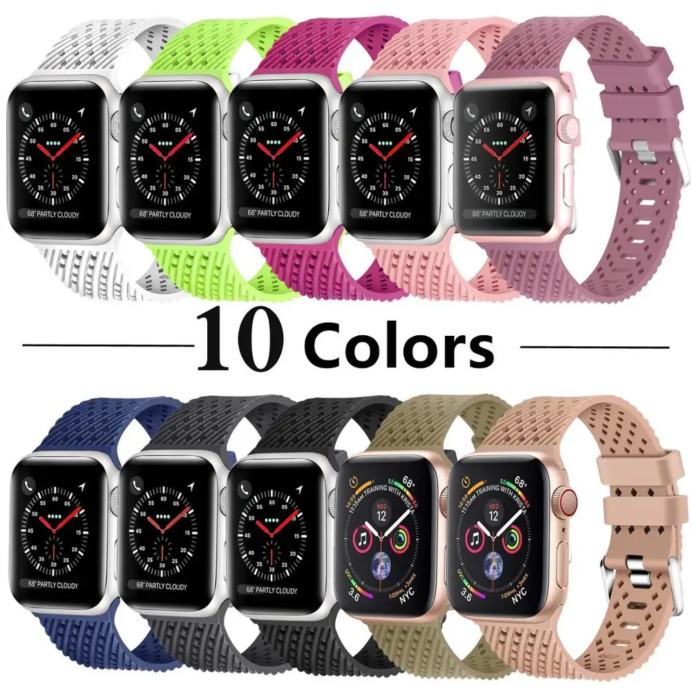 

Silicone Strap For Apple watch band 44mm 40mm 42mm 38mm correa 3D Texture belt watchband bracelet iwatch series 6 5 4 3 se 42 mm