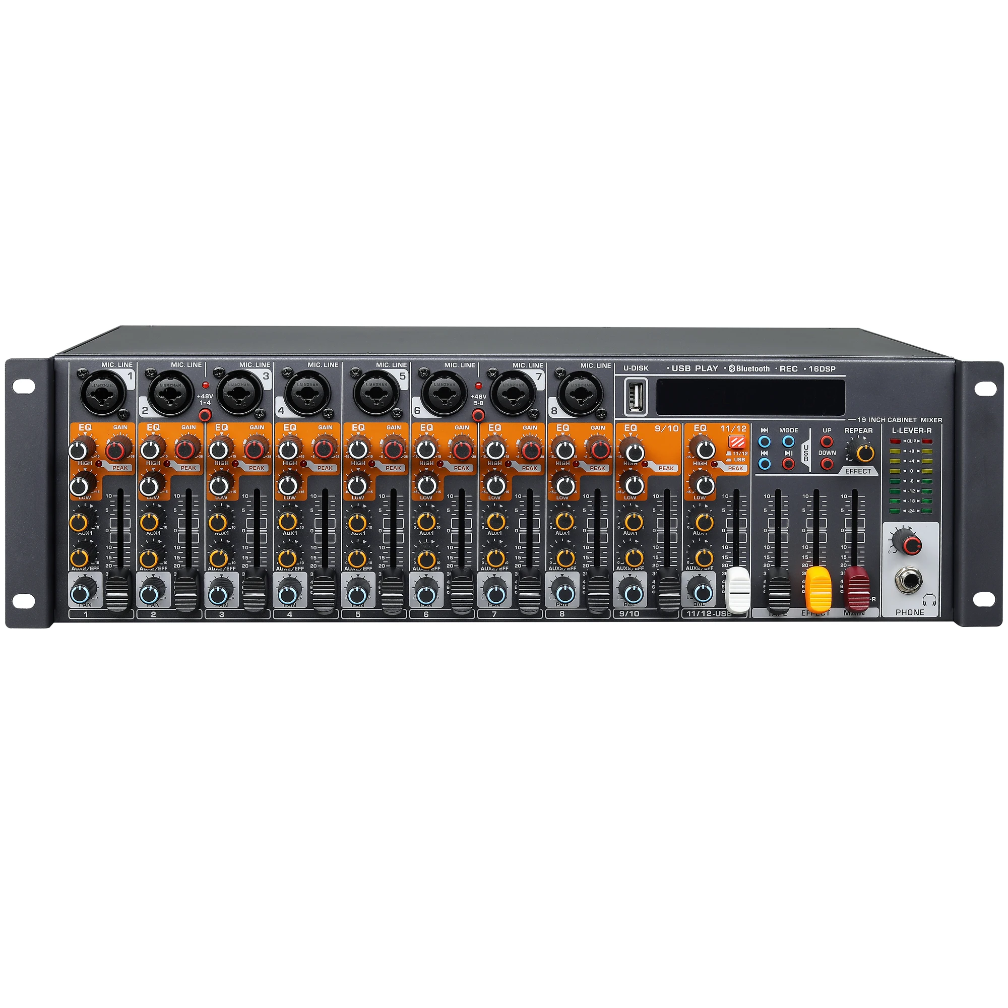 Professional Audio Mixer Rack Mountable Mixer Bluetooth  12 Channels 16 Channels DJ Mixer Console For