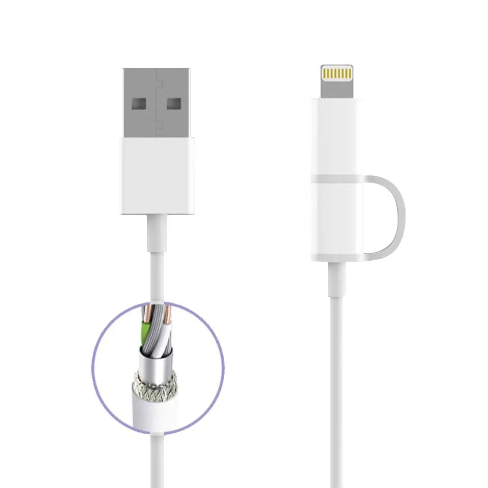 ZMI al801 cable for iPhone Android lightning-micro C MFI 2 in1 100 cm microUSB with adapter lightning shipping from Russia | Мобильные