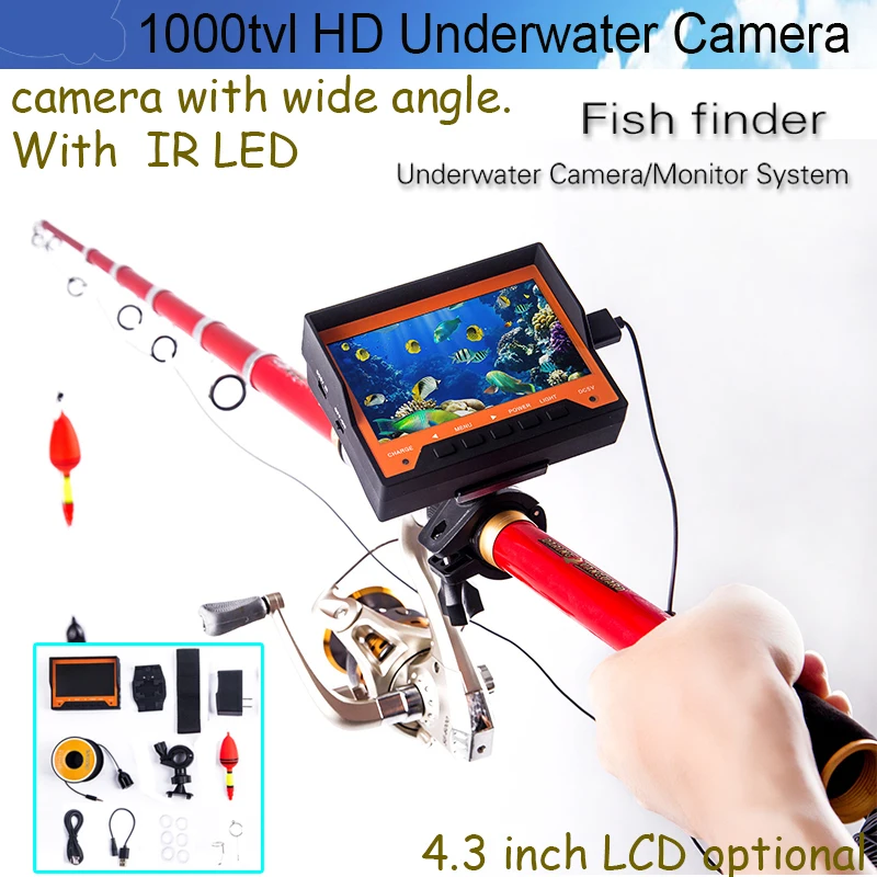 Скидка WF03 подводный рыболокатор 4,3 дюймовый ЖК-монитор 1000TVL подводная рыболовная камера система для подледной рыбалки монитор с 8 ИК светодиодами