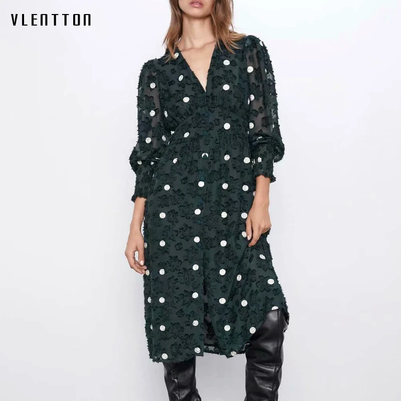 Осенне-зимнее сексуальное черное платье миди с v-образным вырезом для женщин