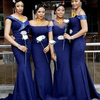 dark blue bridesmaid dress 2022 new lady sexy mermaid long beaded africa sequins wedding guest party dresses floor length