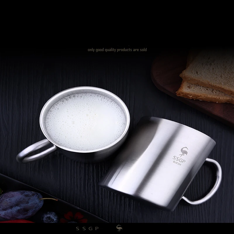 Кофейная кружка из нержавеющей стали 304 двухслойная металлическая дорожная с