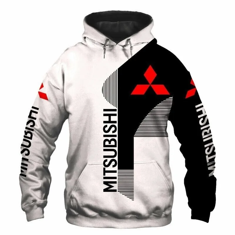 

2021 The latest Mitsubishi 3D car logo digital printing hoodie Harajuku trendy men jacket spring and autumn pullover