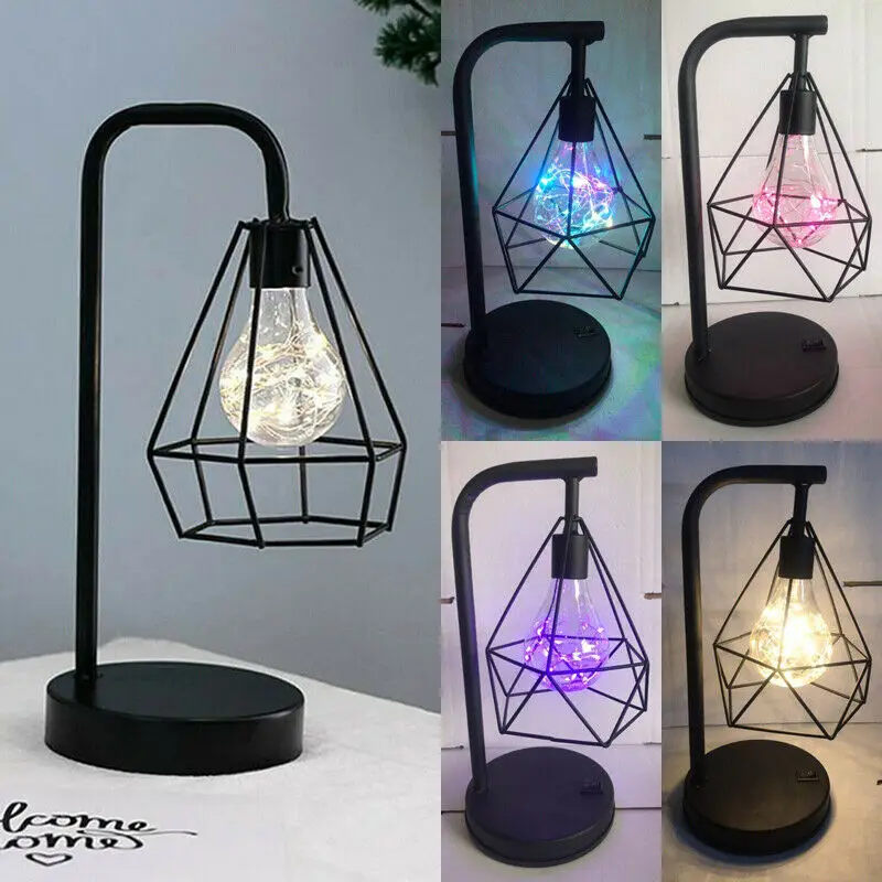 Ретро Настольная лампа с геометрическим рисунком промышленный светодиодный