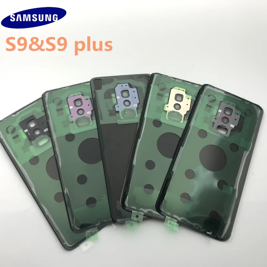 Samsung Galaxy S9 G960 S9 plus 965 задняя крышка батарейного отсека задняя крышка Корпус Запасные части+ Ушная камера стеклянная рамка объектива