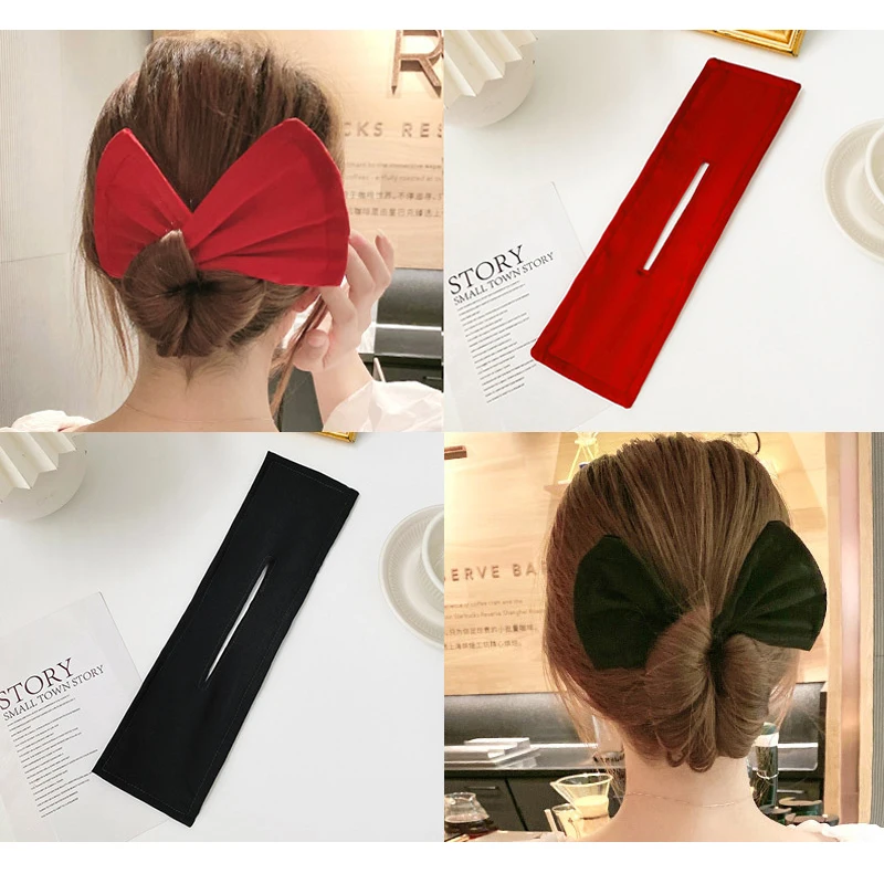 

2021 Fashion Women Girls Bow Deft Bun Hair Bands Braiding Tool Summer Headband Print Hairpin Twist Braider Hair Accessories